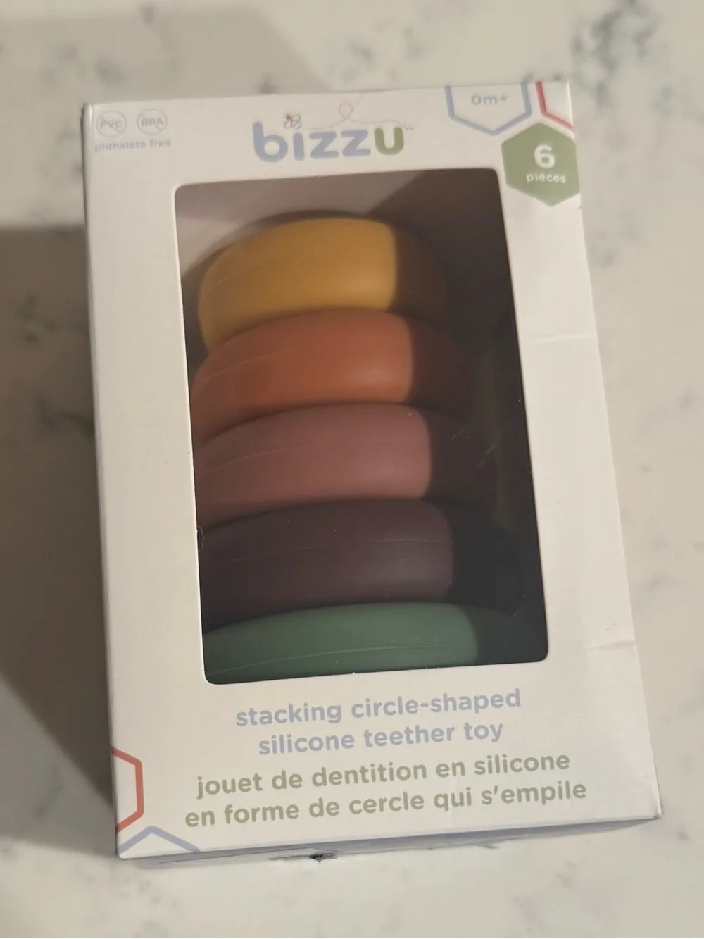 Bizzu Stacking Circle-Shaped Silicone Teether Toy New